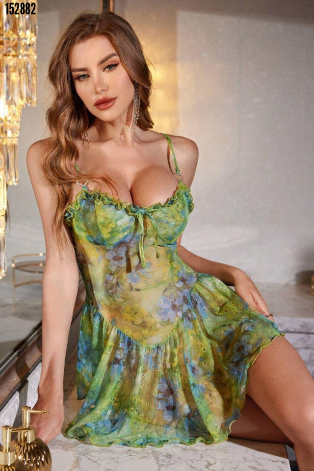 Çok Renkli Kloş Mini Gecelik