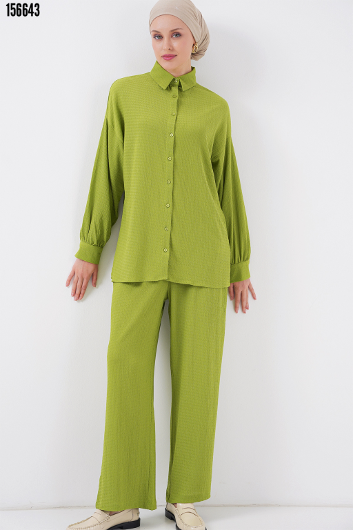 Örme Tesettür Alt Üst Takım 6711 EYeşil