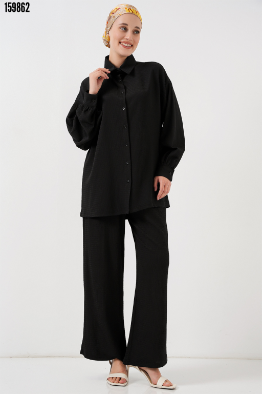 Örme Tesettür Alt Üst Takım 6711 Siyah