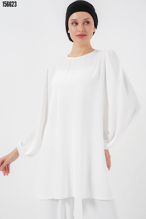 Ayrobin Tunik Pantolon Alt Üst Takım 6712 Beyaz